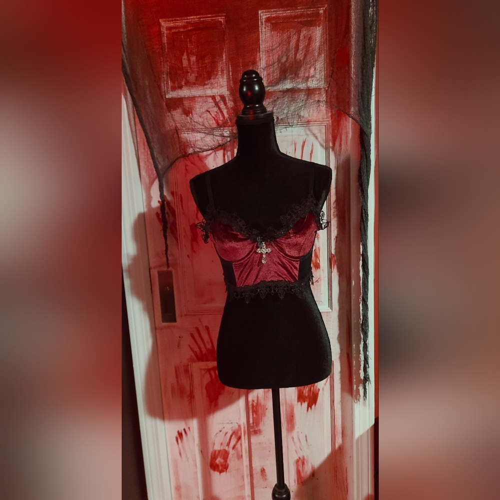 Widow Velvet Lace Corset Top